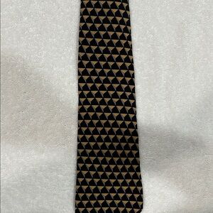 Geometric Patterned Black and Gold Silk Tie